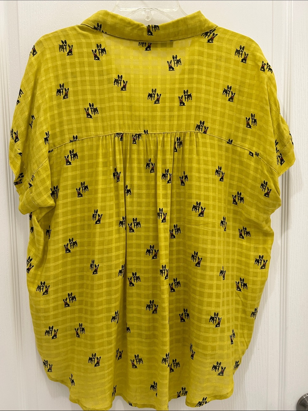 Jane and Delancey Chartreuse Lime Green Button-Front Short Sleeve Top - Picture 2 of 6
